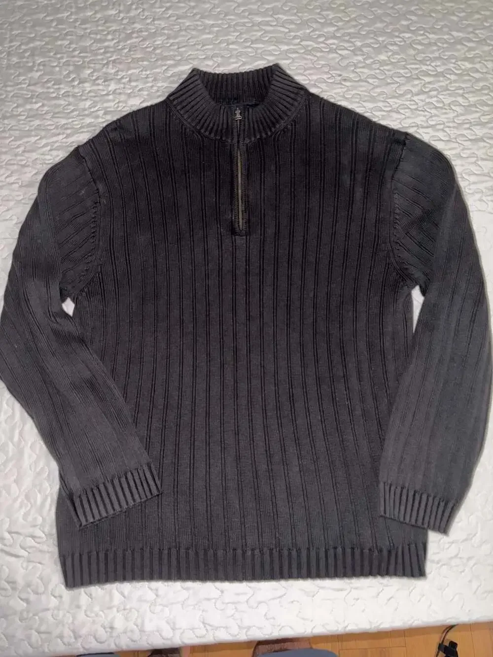 Hathaway Quarter Zip Sweater Size XL/XG Dark Gray Cotton